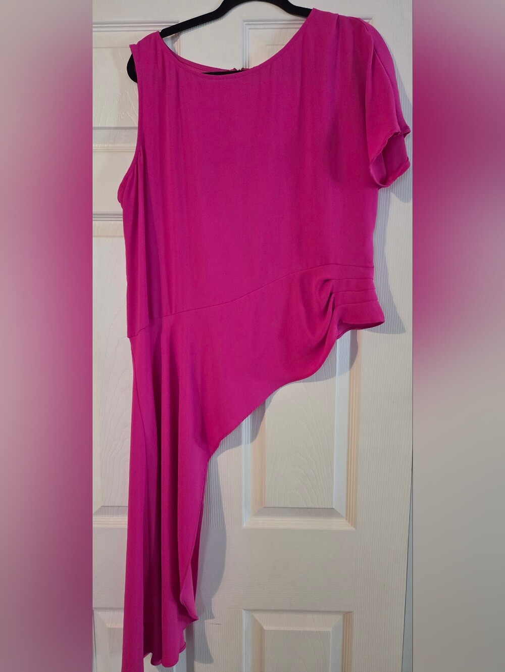 Trina Turk Hot Pink One-Shoulder Asymmetrical Top